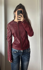 Y2K 2000s Vintage cherry red iconic fitted coquette Y2K authentic leather jacket