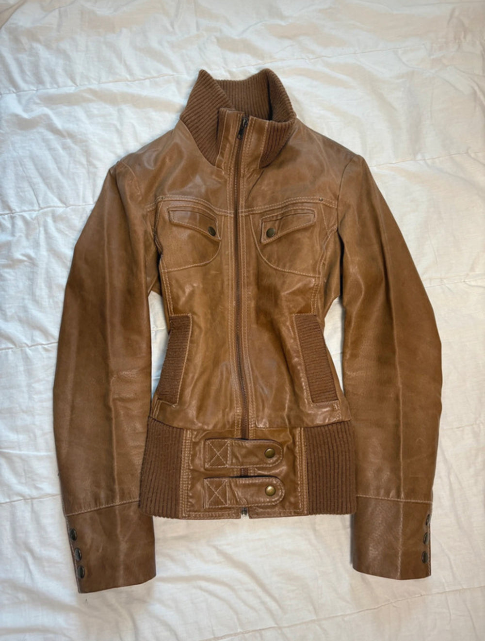 2000s Vintage high collar Archive Avantgarde authentic Stockholm fördig leather jacket