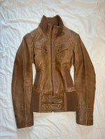 2000s Vintage high collar Archive Avantgarde authentic Stockholm fördig leather jacket