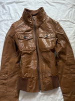 Y2K 2000s Vintage high collar iconic Archive Stockholm Rory Gilmore leather jacket zip up