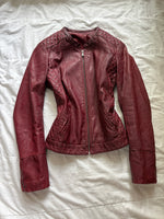 Y2K 2000s Vintage cherry red iconic fitted coquette Y2K authentic leather jacket