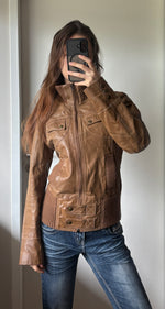 2000s Vintage high collar Archive Avantgarde authentic Stockholm fördig leather jacket