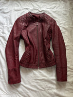Y2K 2000s Vintage cherry red iconic fitted coquette Y2K authentic leather jacket