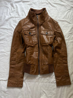 Y2K 2000s Vintage high collar iconic Archive Stockholm Rory Gilmore leather jacket zip up