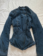Y2K 2000s Vintage high collar blue Stockholm style autumn zip up jacket