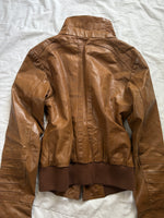 Y2K 2000s Vintage high collar iconic Archive Stockholm Rory Gilmore leather jacket zip up