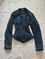Y2K 2000s Vintage high collar blue Stockholm style autumn zip up jacket