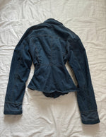 Y2K 2000s Vintage high collar blue Stockholm style autumn zip up jacket