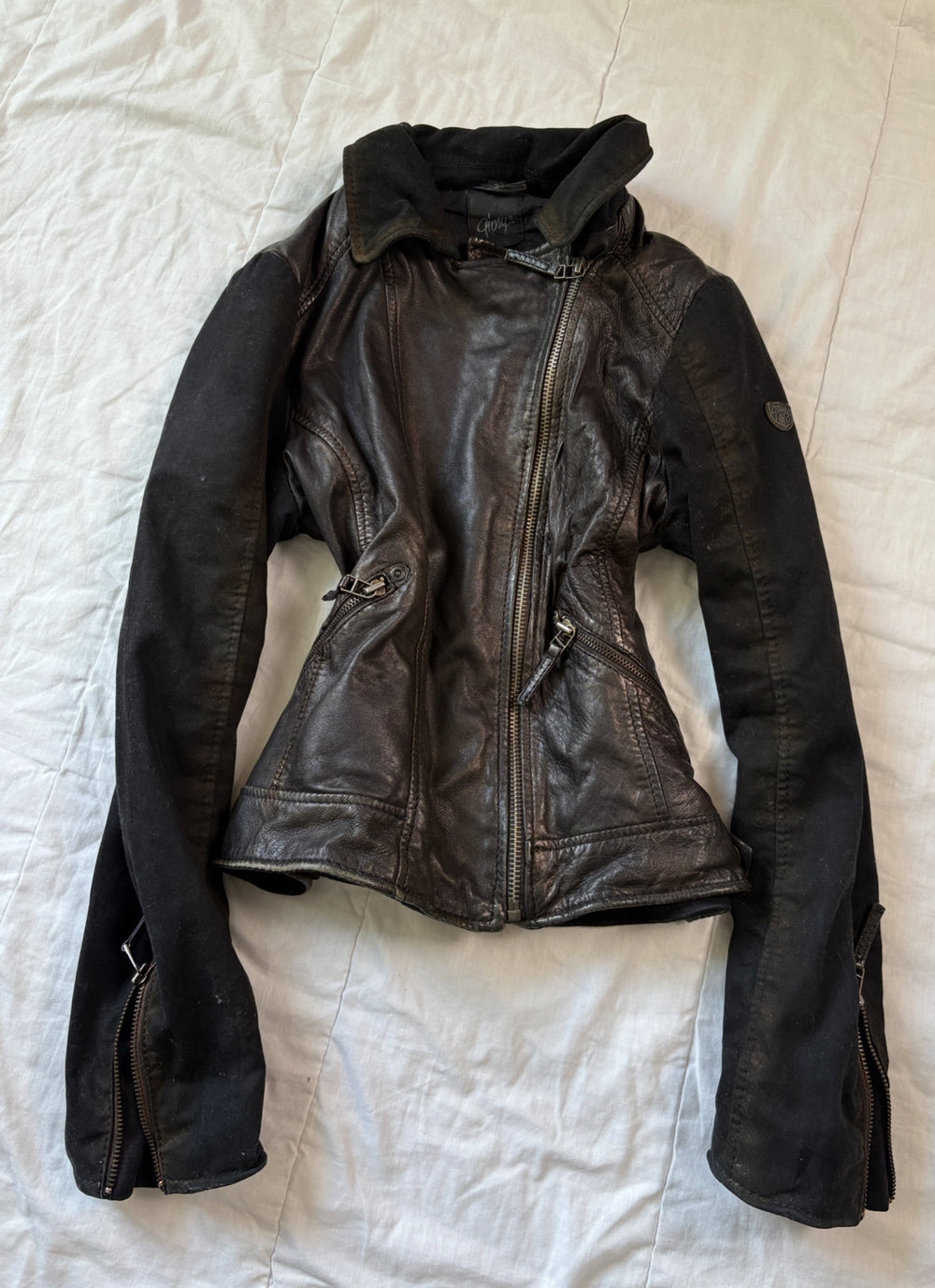 Avant Garde Leather Moto Jacket Studded Distressed Archive Rock