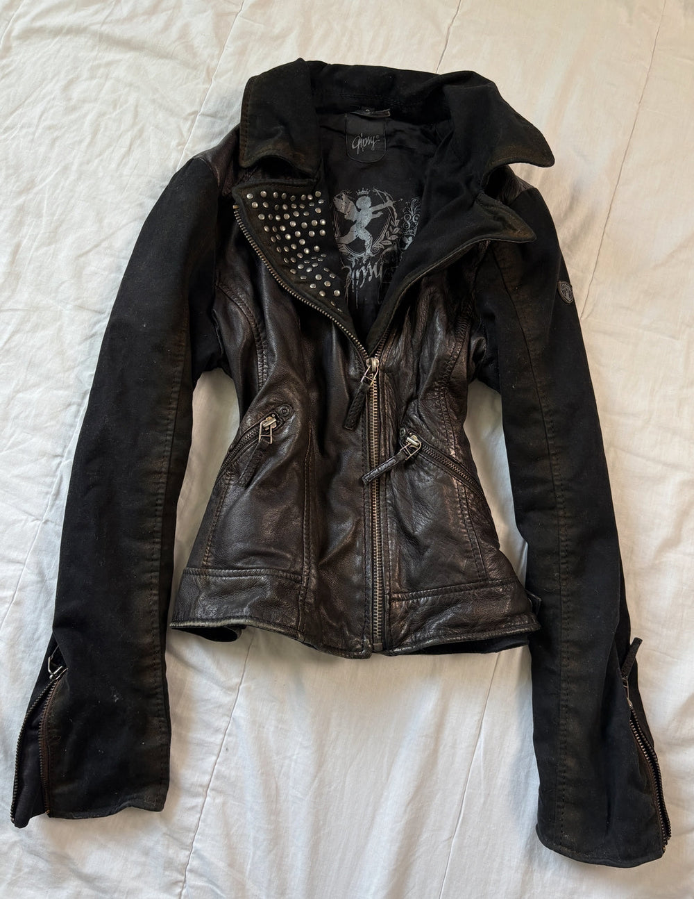 Avant Garde Leather Moto Jacket Studded Distressed Archive Rock