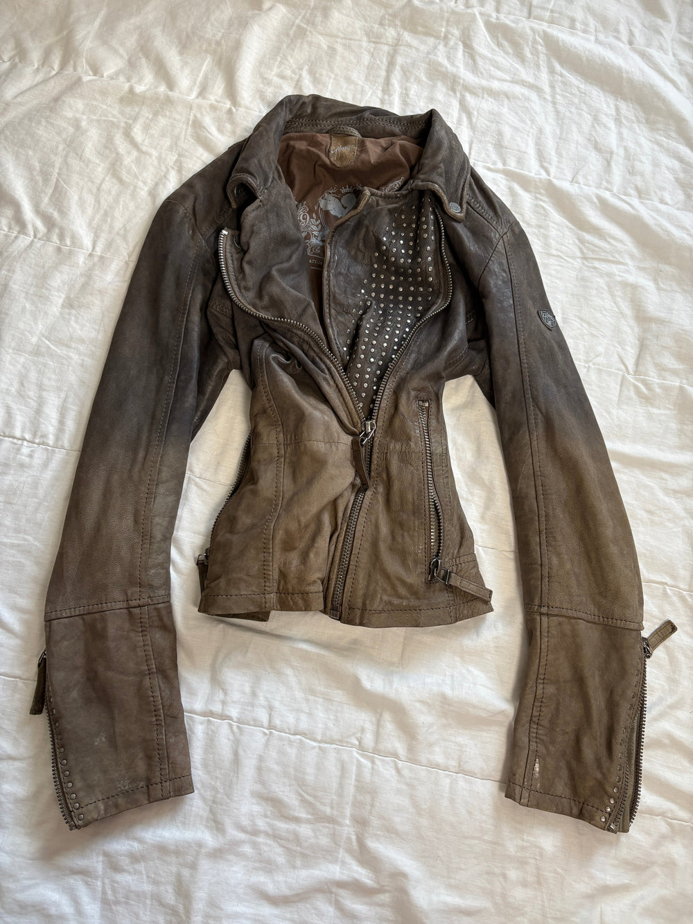 Vintage Leather Jacket Y2K Pinterest It Girl Biker Moto Studded Size M