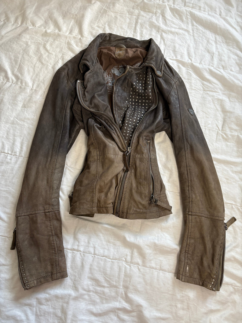 Vintage Leather Jacket Y2K Pinterest It Girl Biker Moto Studded Size M