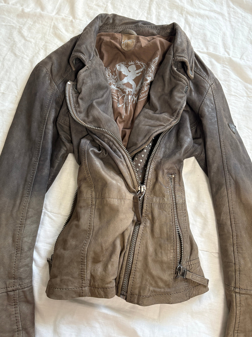 Vintage Leather Jacket Y2K Pinterest It Girl Biker Moto Studded Size M