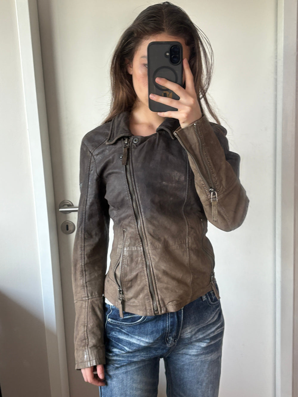 Vintage Leather Jacket Y2K Pinterest It Girl Biker Moto Studded Size M