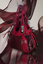 Y2K Red Croc Embossed Shoulder Bag • Studded Buckle Tote • Moto Glam diva icon