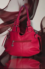 Y2K Red Croc Embossed Shoulder Bag • Studded Buckle Tote • Moto Glam diva icon