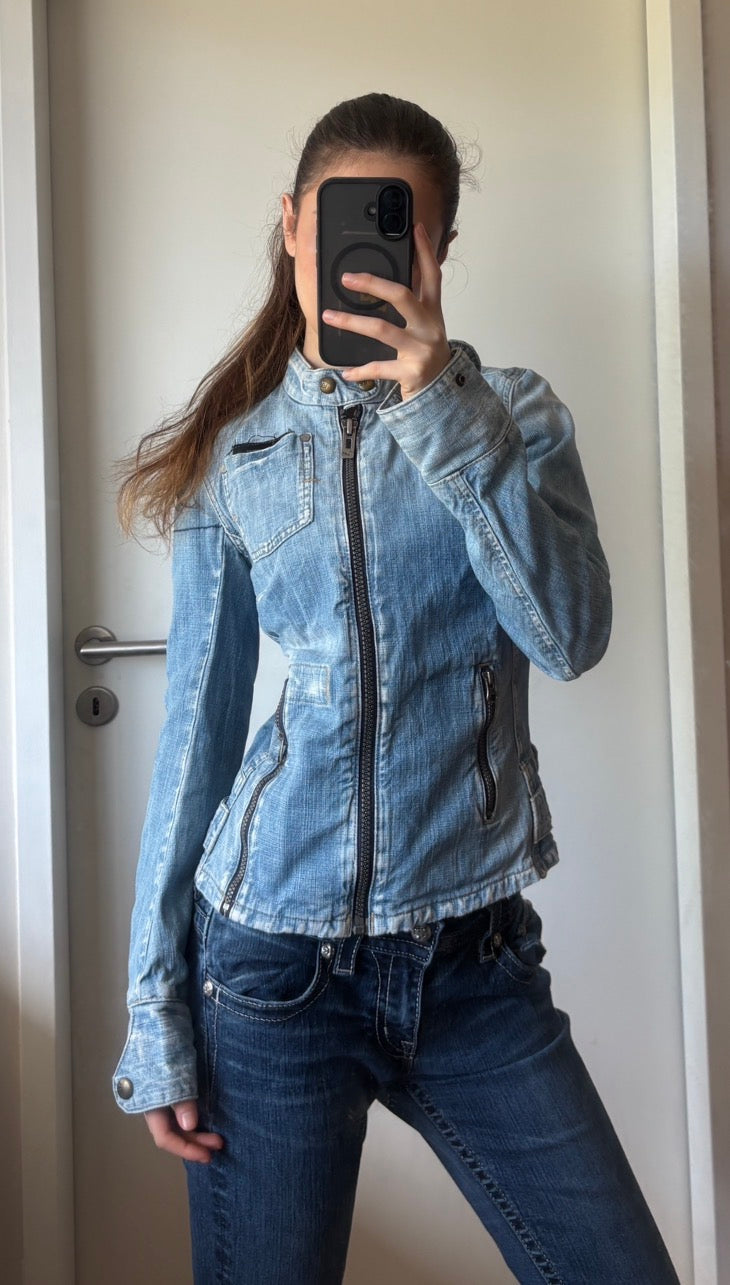 Y2K 2000s Gstar Raw Vintage Fitted Denim Icon Racing Archive Jacket