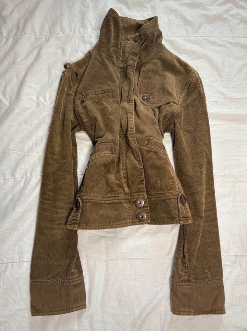 Y2K 2000s Vintage corduroy Rory Gilmore high collar archive Jacket