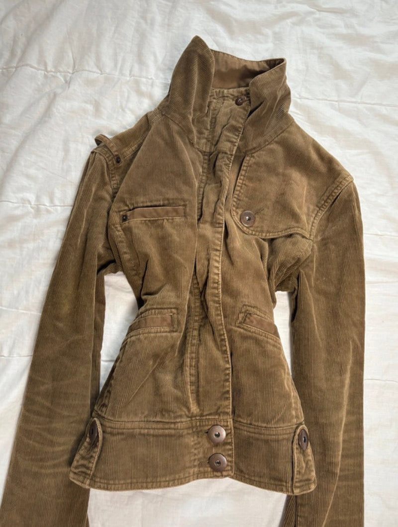 Y2K 2000s Vintage corduroy Rory Gilmore high collar archive Jacket