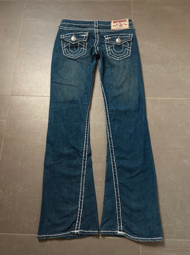 Y2K 2000s Vintage True Religion Joey Super T Bootcut Flared Jeans Size S