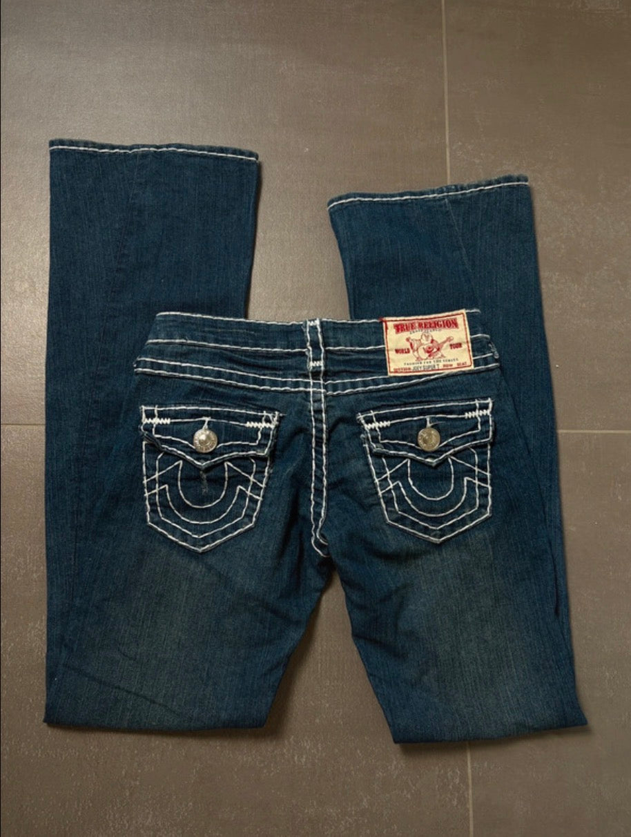 Y2K 2000s Vintage True Religion Joey Super T Bootcut Flared Jeans Size S