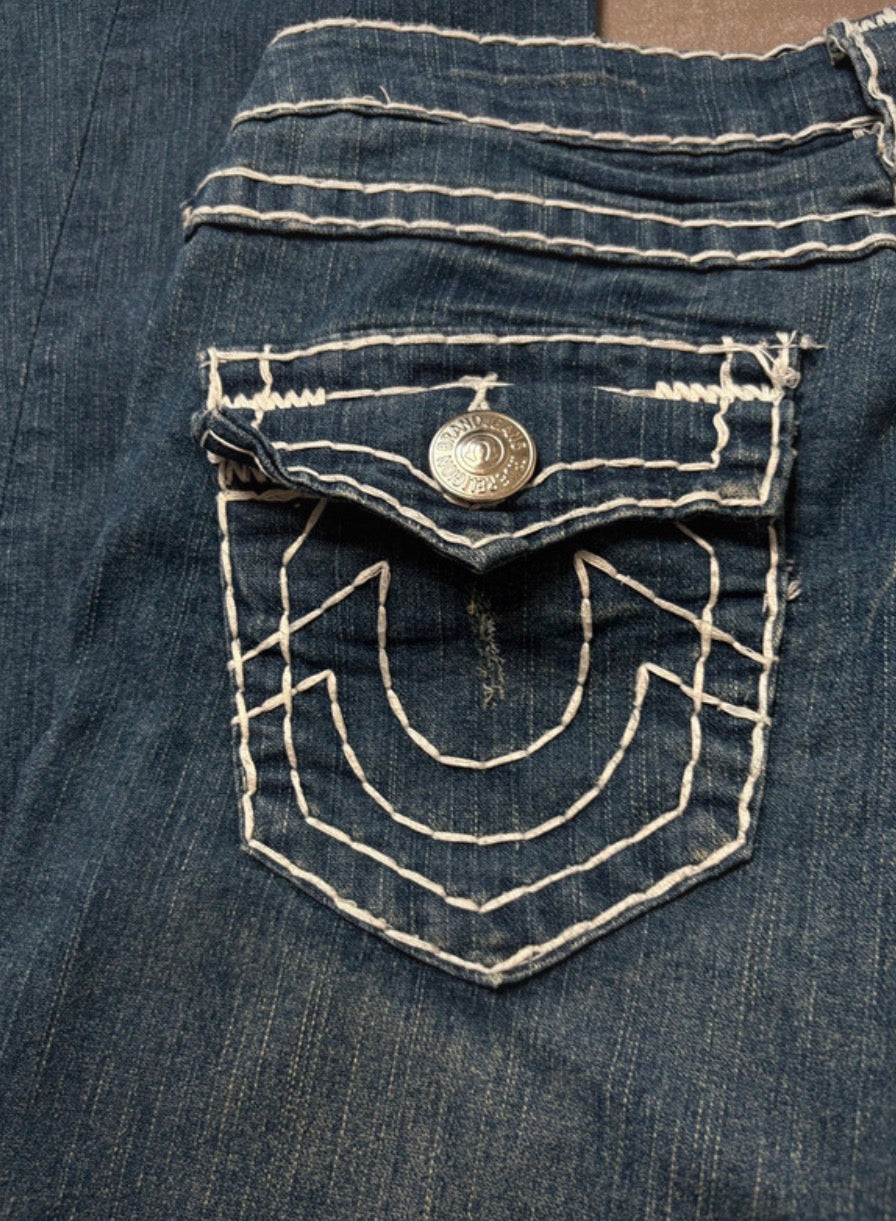 Y2K 2000s Vintage True Religion Joey Super T Bootcut Flared Jeans Size S