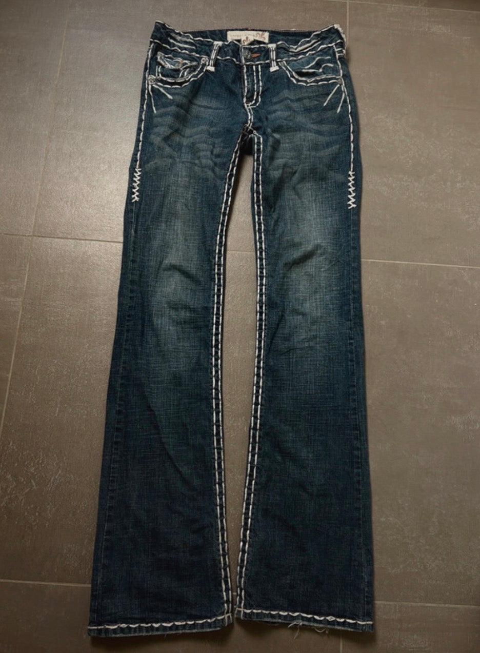 Y2K 2000s Vintage embroidered Fock Revival low waist bootcut Jeans diva Archive Pinterest