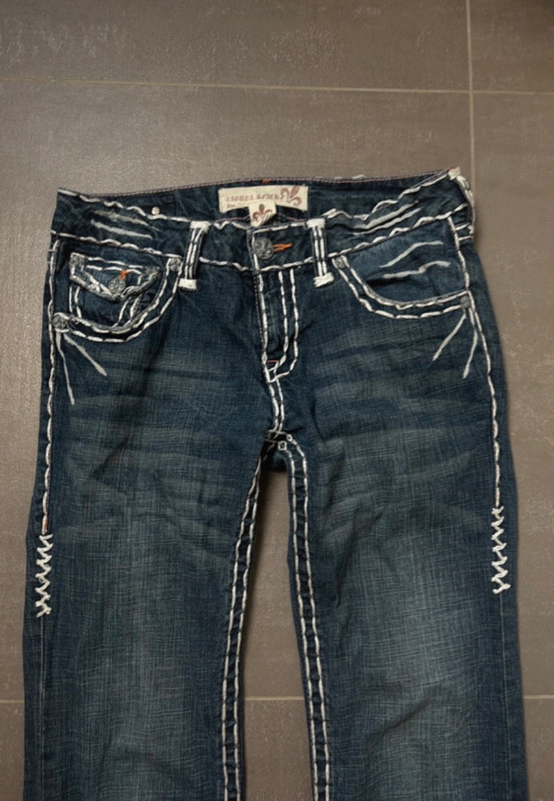 Y2K 2000s Vintage embroidered Fock Revival low waist bootcut Jeans diva Archive Pinterest