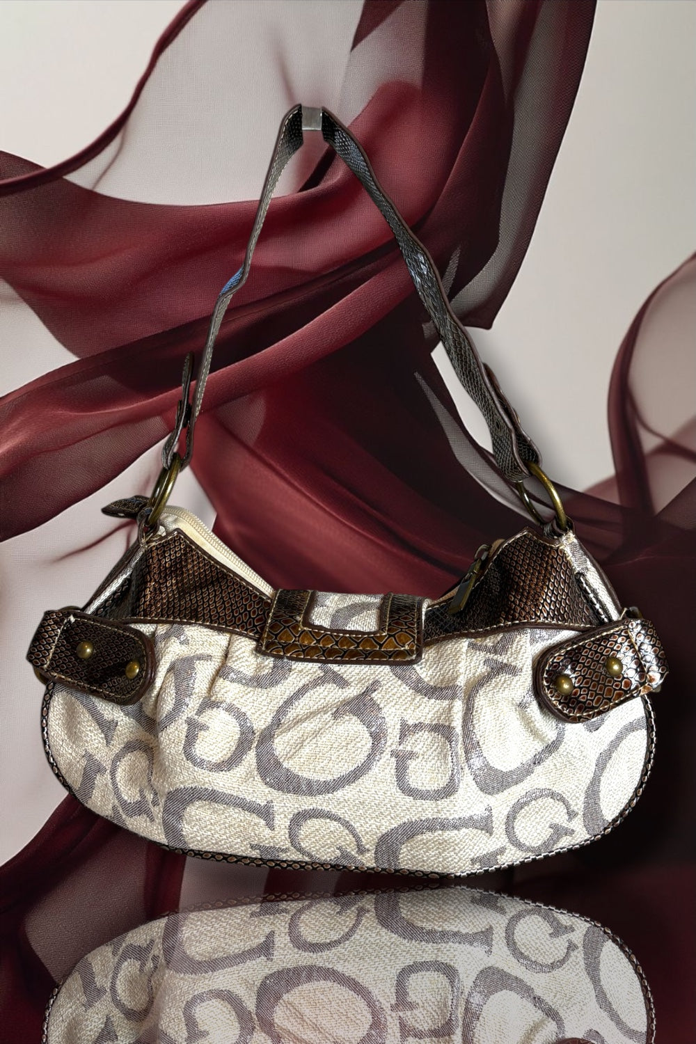 Y2K 2000s Vintage iconic GUESS rare Monogram Pinterest shoulder hobo bag archive